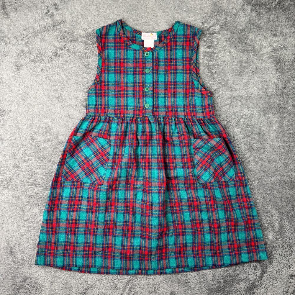 Vintage French Girls Plaid Dress Wool Blend Chocolat Glace Paris 10 Years